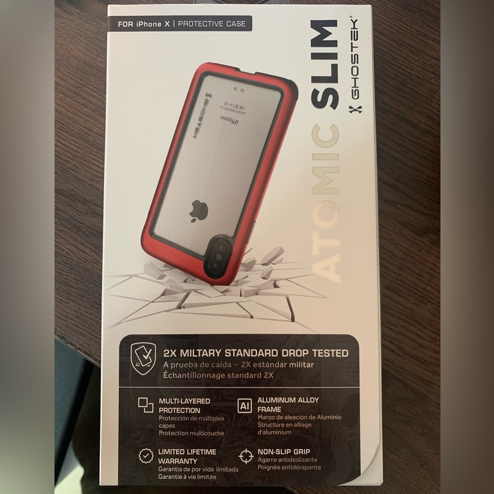 Iphone X -XS Ghostek ATOMIC Slim case red and clear